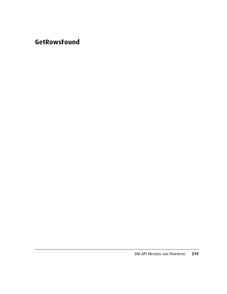 Getrowsfound | Kofax DM API User Manual | Page 239 / 528
