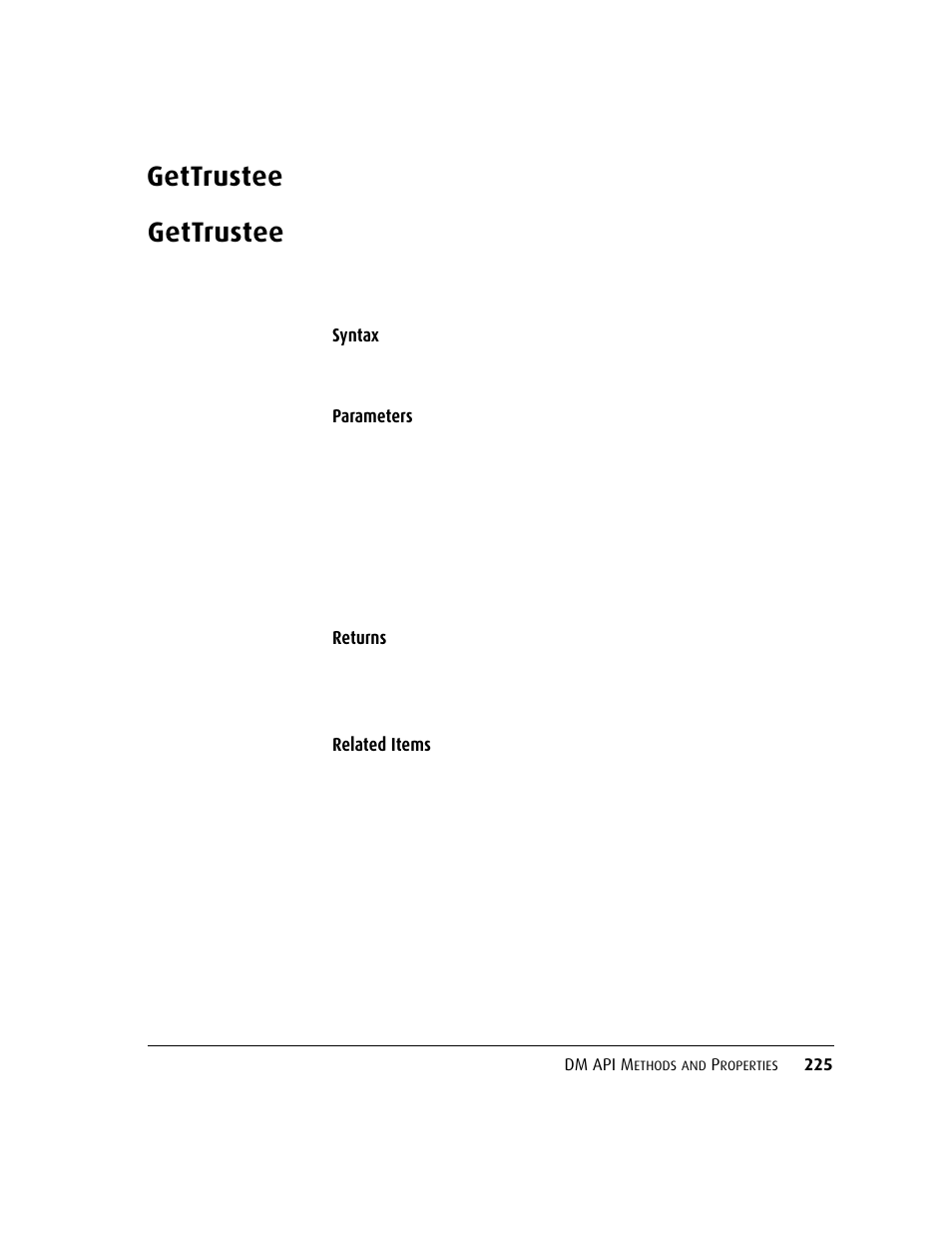Gettrustee | Kofax DM API User Manual | Page 245 / 528