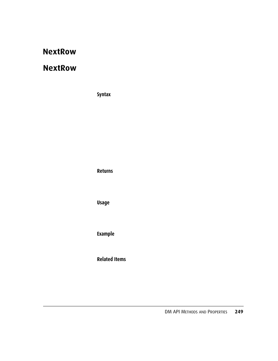 Nextrow, Nextrow 24, C.nextrow | T.nextrow, Or call, Oc.nextrow, Method | Kofax DM API User Manual | Page 269 / 528