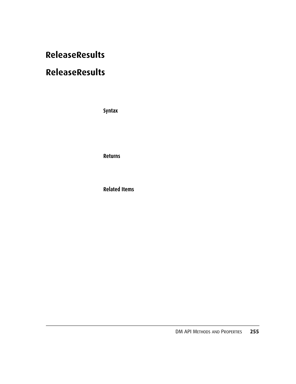 Releaseresults, Releaseresults 25, Nt.releaseresults | Kofax DM API User Manual | Page 275 / 528