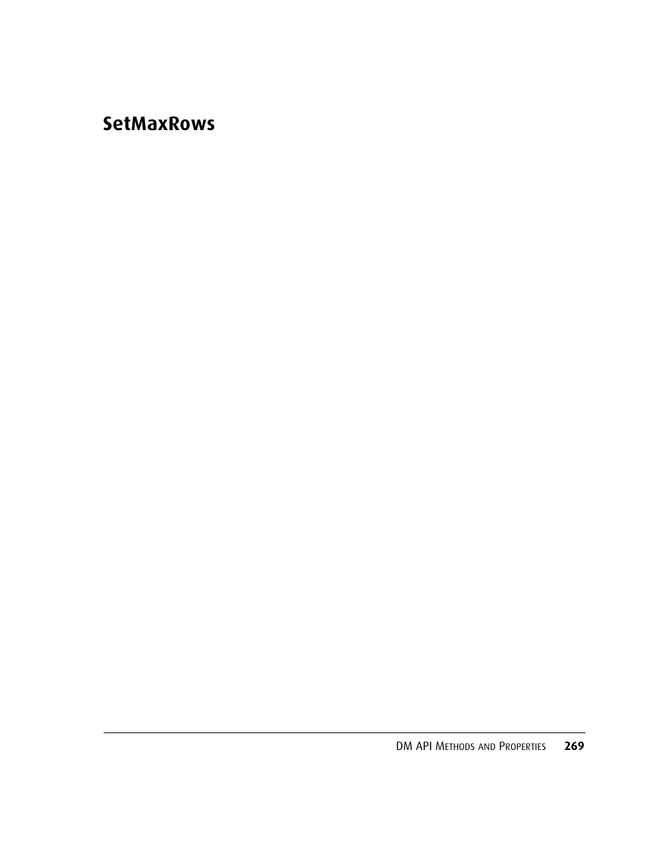 Setmaxrows | Kofax DM API User Manual | Page 289 / 528