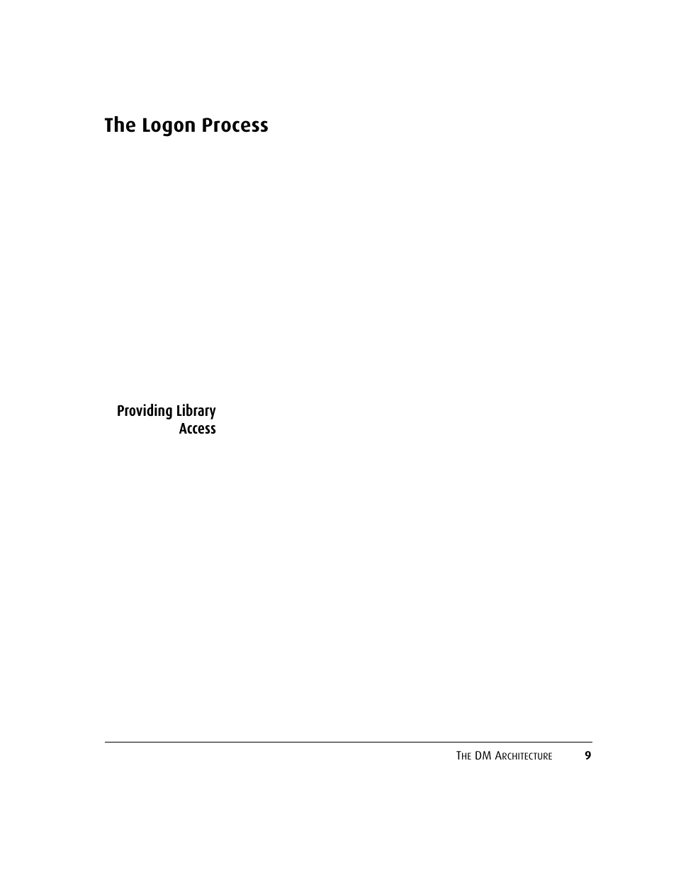 Providing library access, Providing library access 9, The logon process | Kofax DM API User Manual | Page 29 / 528