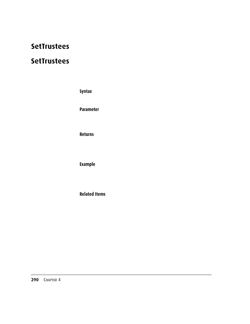 Settrustees | Kofax DM API User Manual | Page 310 / 528