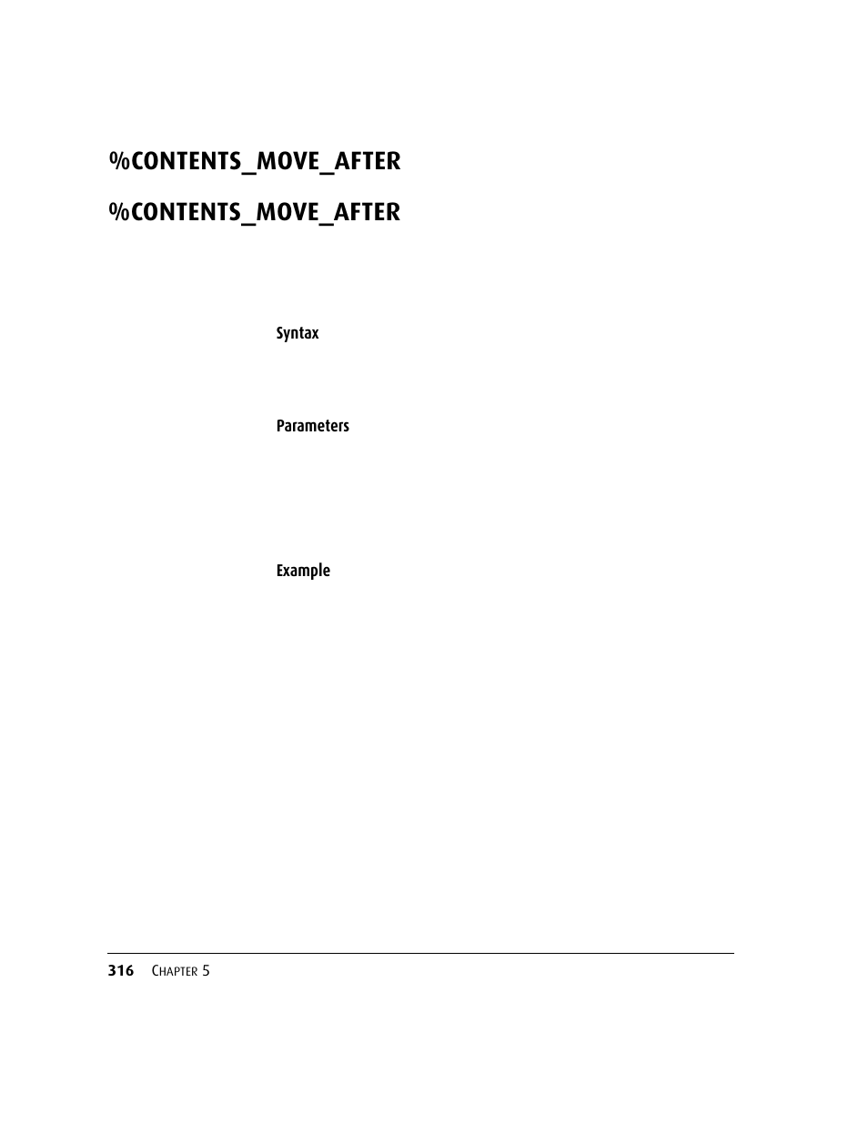 Contents_move_after, Syntax, Parameters example | Kofax DM API User Manual | Page 336 / 528