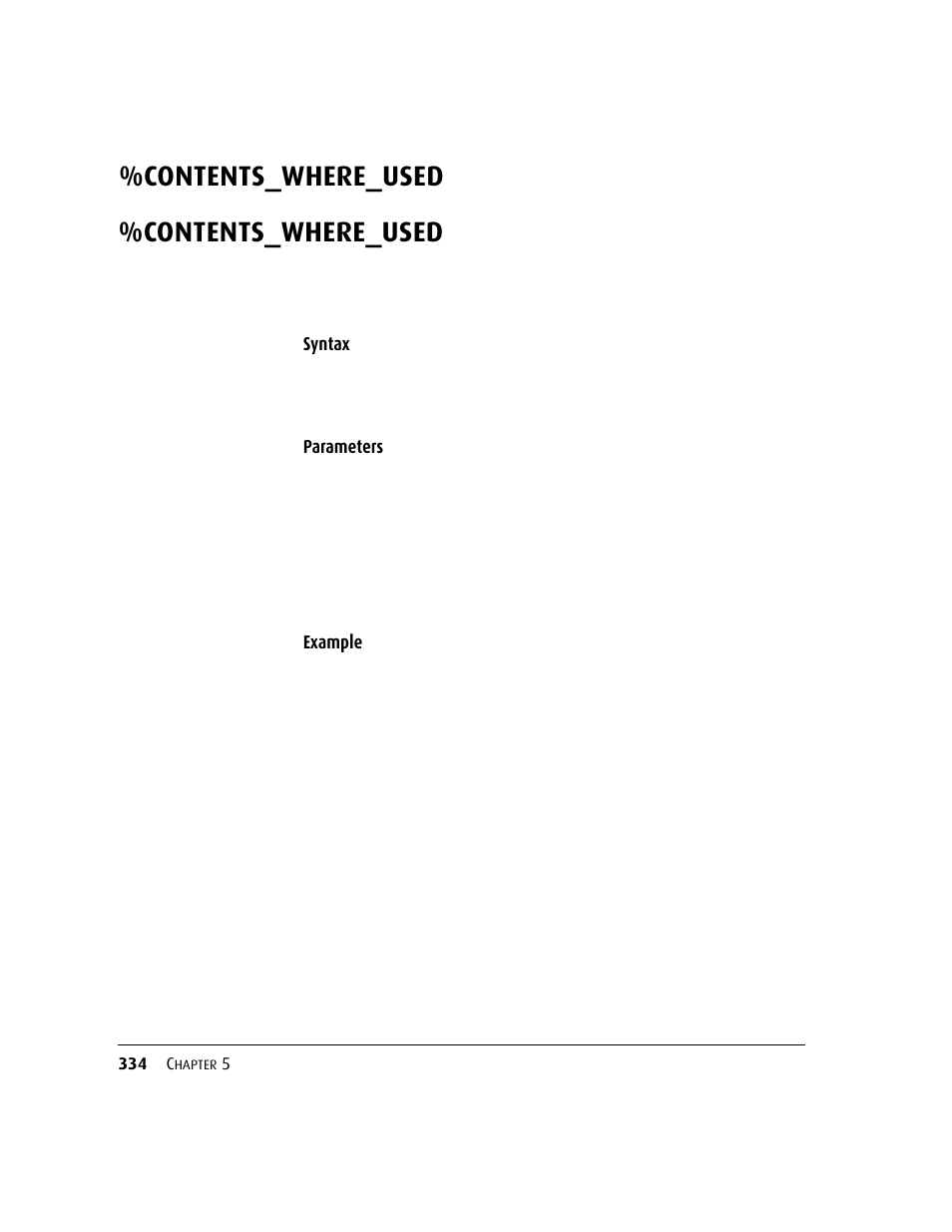 Contents_where_used, Contents_where_used 334, Syntax | Parameters example | Kofax DM API User Manual | Page 354 / 528