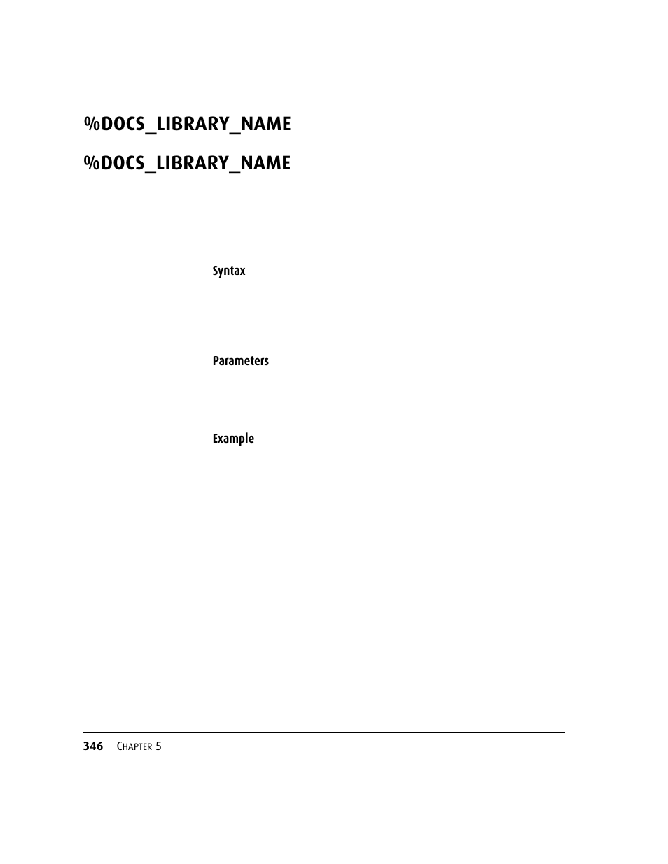 Docs_library_name, Syntax, Parameters example | Kofax DM API User Manual | Page 366 / 528