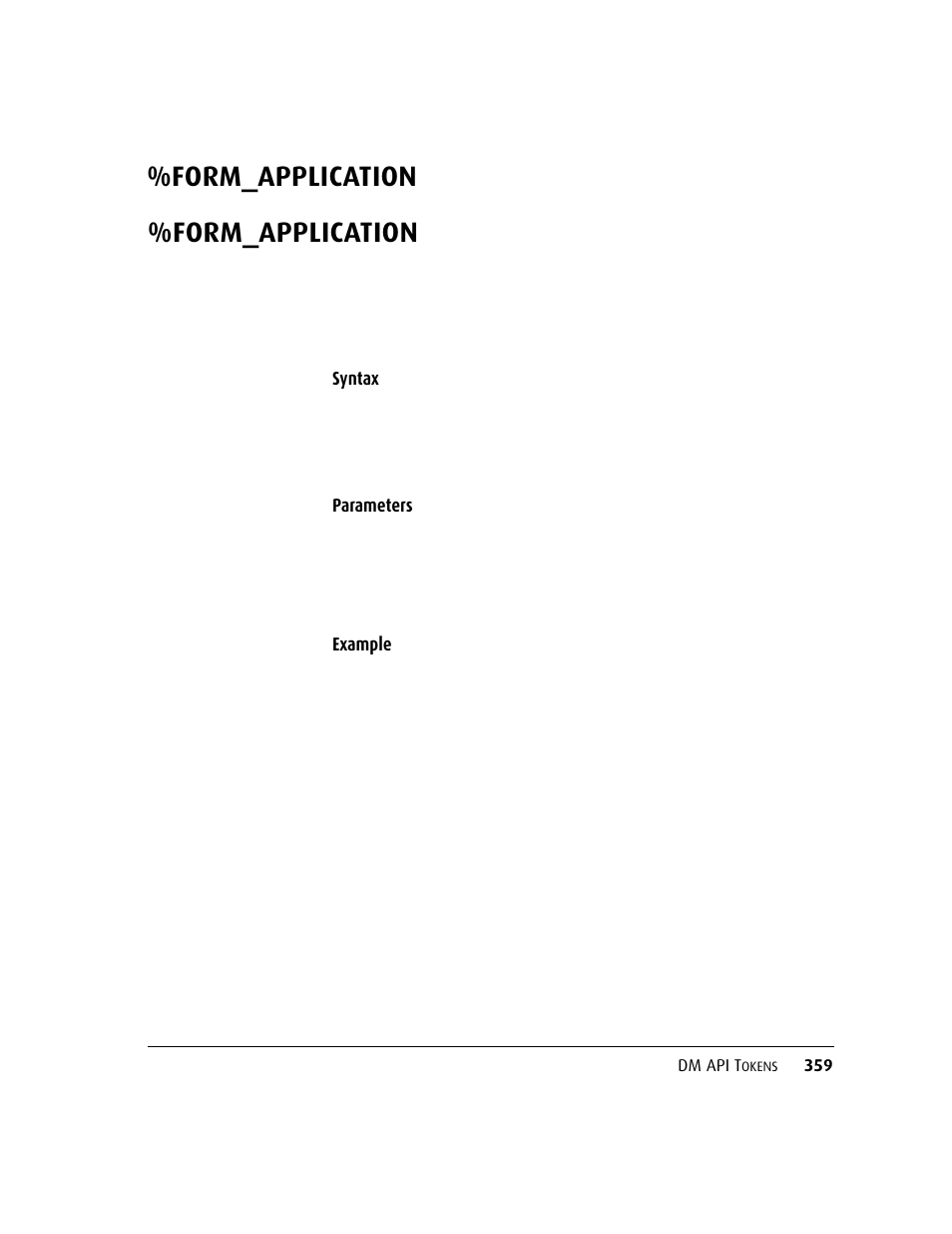 Form_application, Syntax, Parameters example | Kofax DM API User Manual | Page 379 / 528