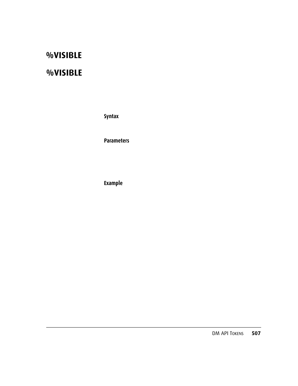 Visible, Syntax, Parameters example | Kofax DM API User Manual | Page 527 / 528