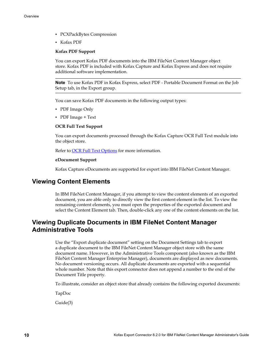 Viewing content elements | Kofax Export Connector 8.2.0 for IBM FileNet Content Manager User Manual | Page 10 / 30