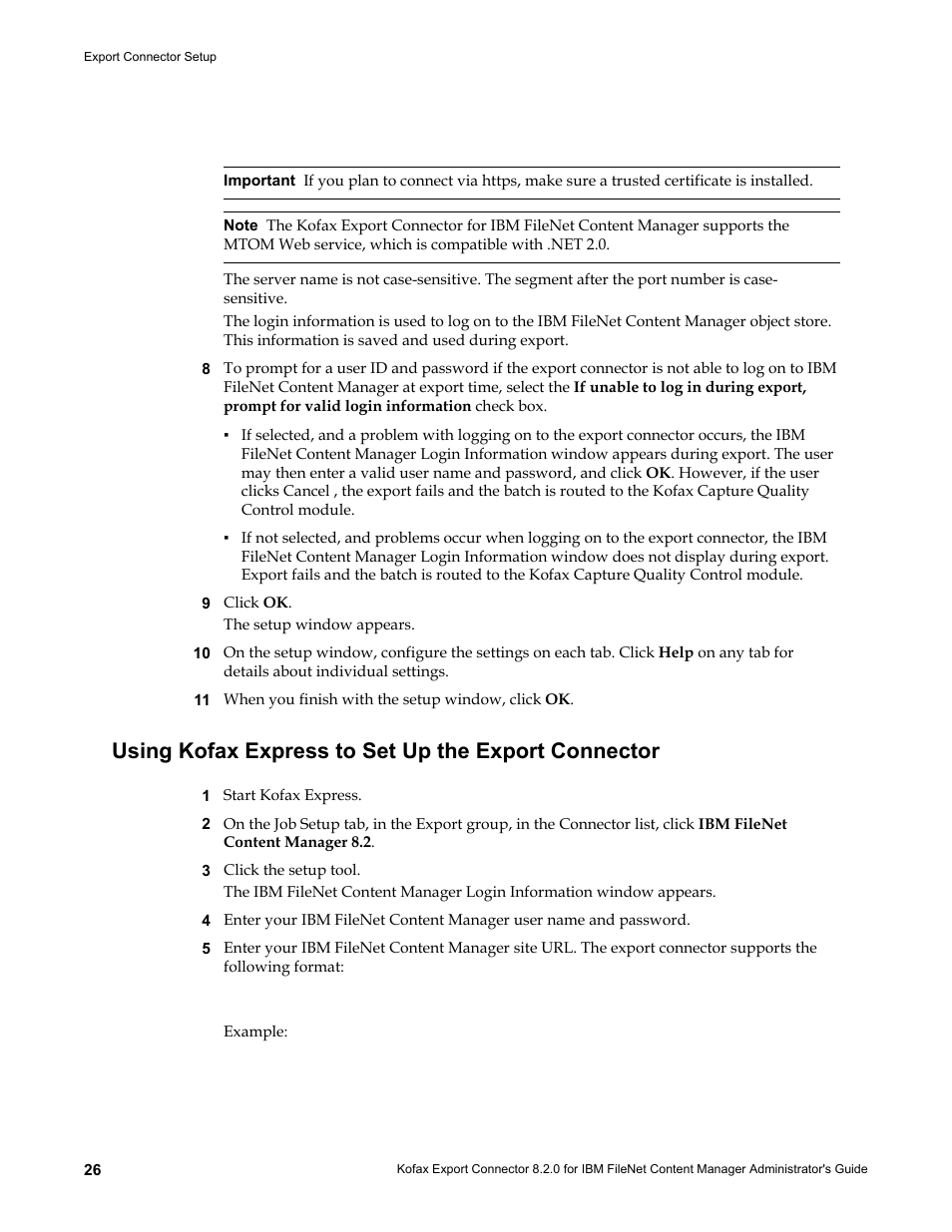 Using kofax express to set up the export connector | Kofax Export Connector 8.2.0 for IBM FileNet Content Manager User Manual | Page 26 / 30