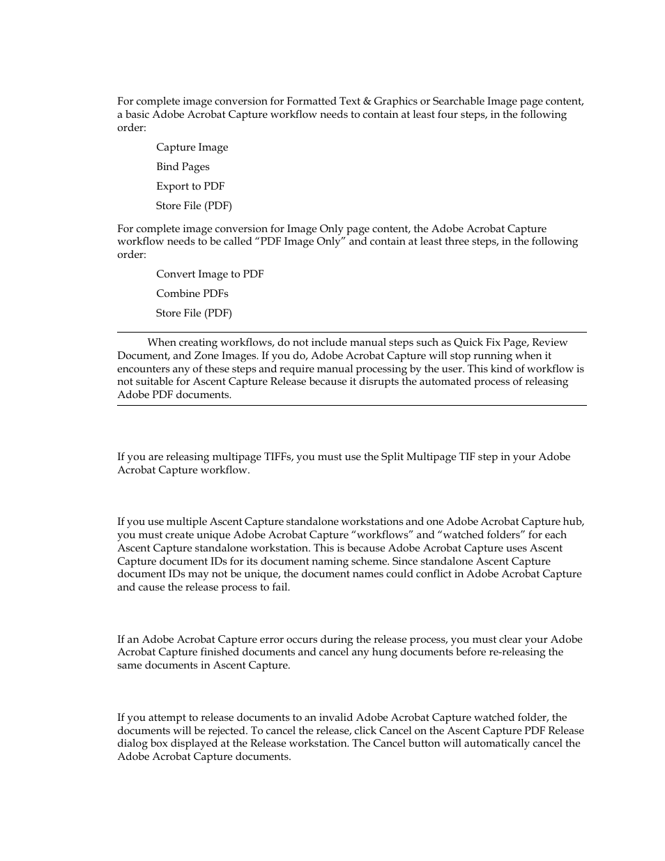 Workflow steps, Re-releasing documents in error, Invalid watched folders | Kofax Ascen 7.0 Release Script for FileNet Panagon Content Services 5.2-5.4 User Manual | Page 13 / 30