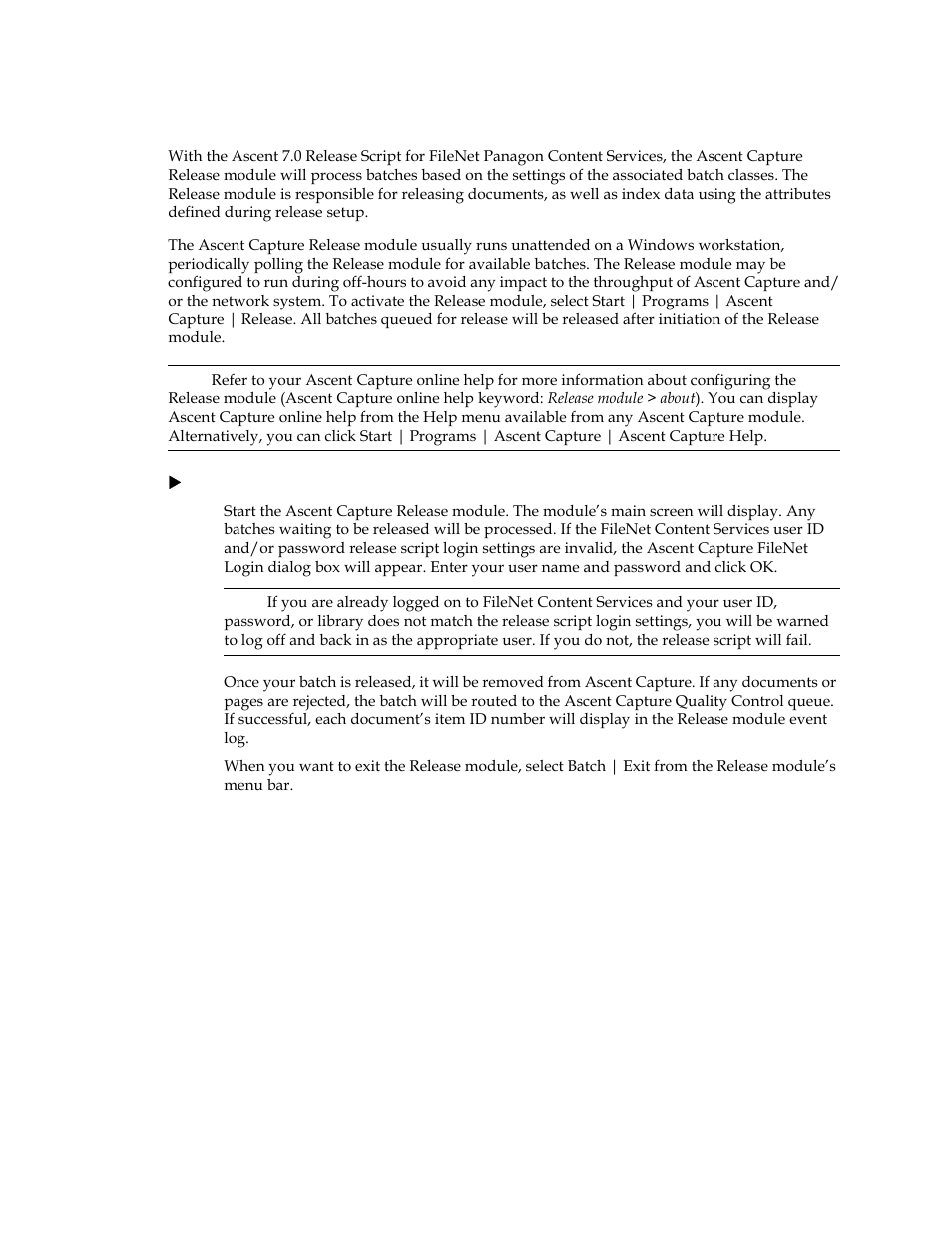 Releasing batches | Kofax Ascen 7.0 Release Script for FileNet Panagon Content Services 5.2-5.4 User Manual | Page 25 / 30