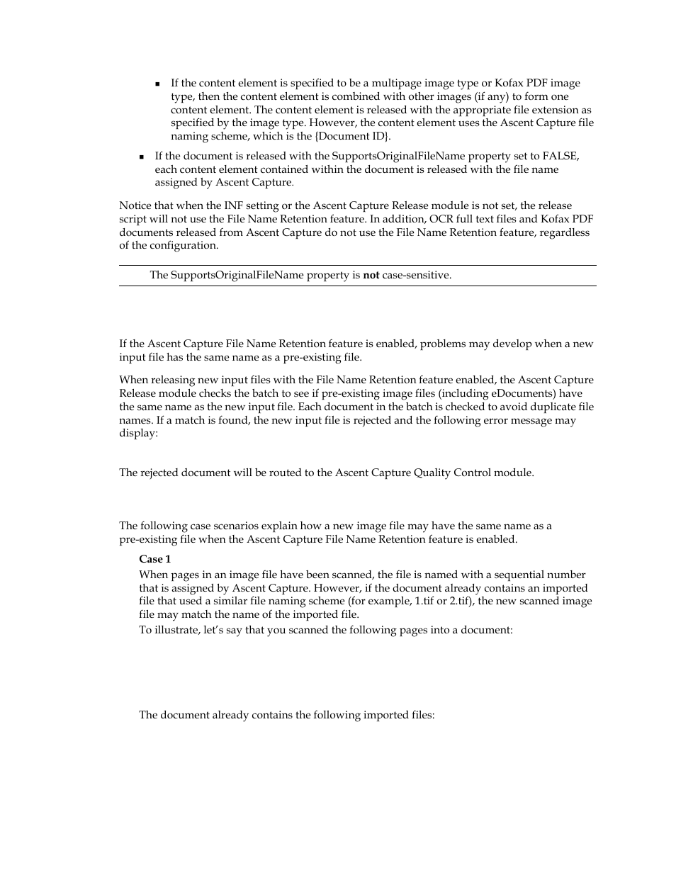 File name considerations, Duplicate file names | Kofax Ascen 7.1 Release Script for FileNet Content Manager 4.0 User Manual | Page 20 / 48
