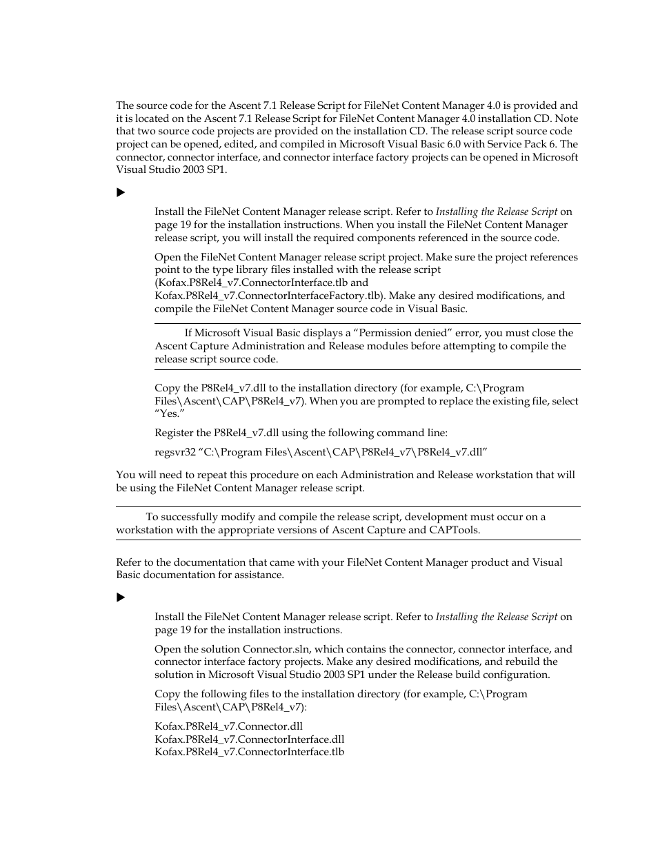 Source code | Kofax Ascen 7.1 Release Script for FileNet Content Manager 4.0 User Manual | Page 9 / 48