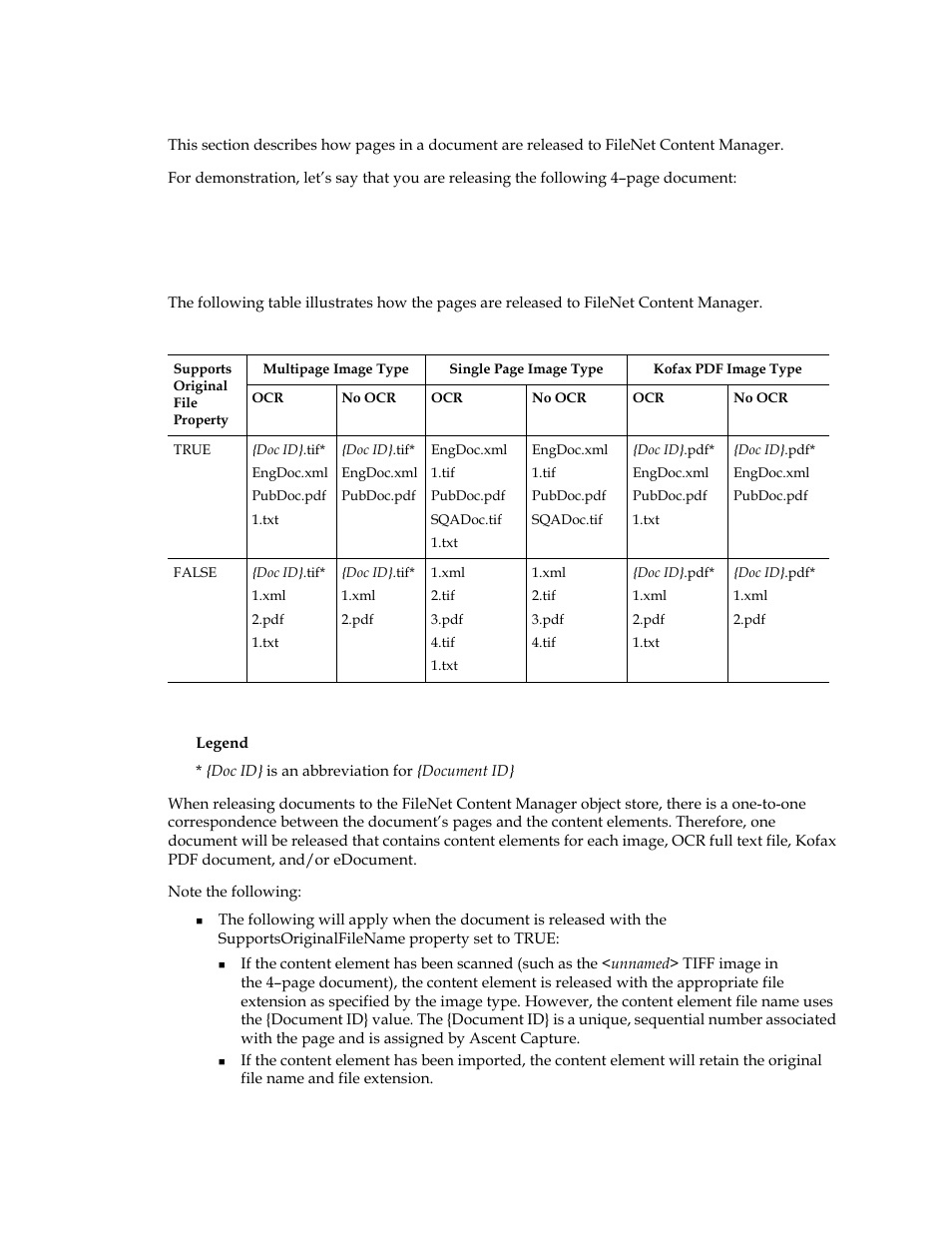 Behavior of the supportsoriginalfilename property | Kofax Ascen 7.5 Release Script for FileNet Content Manager 4.5 User Manual | Page 19 / 42