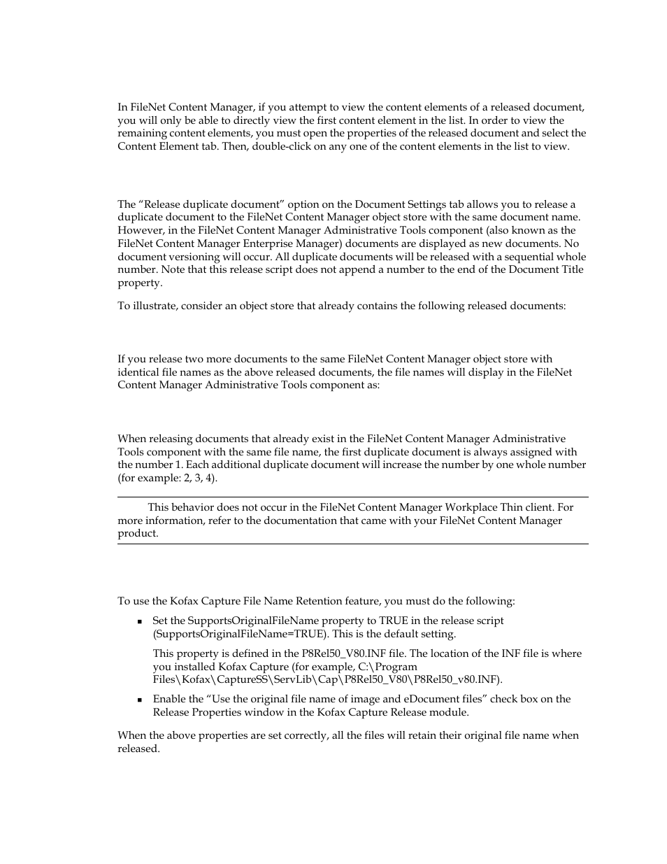 Viewing content elements, File name retention feature | Kofax Capture 8.0 Release Script for FileNet Content Manager 5.0 User Manual | Page 14 / 30