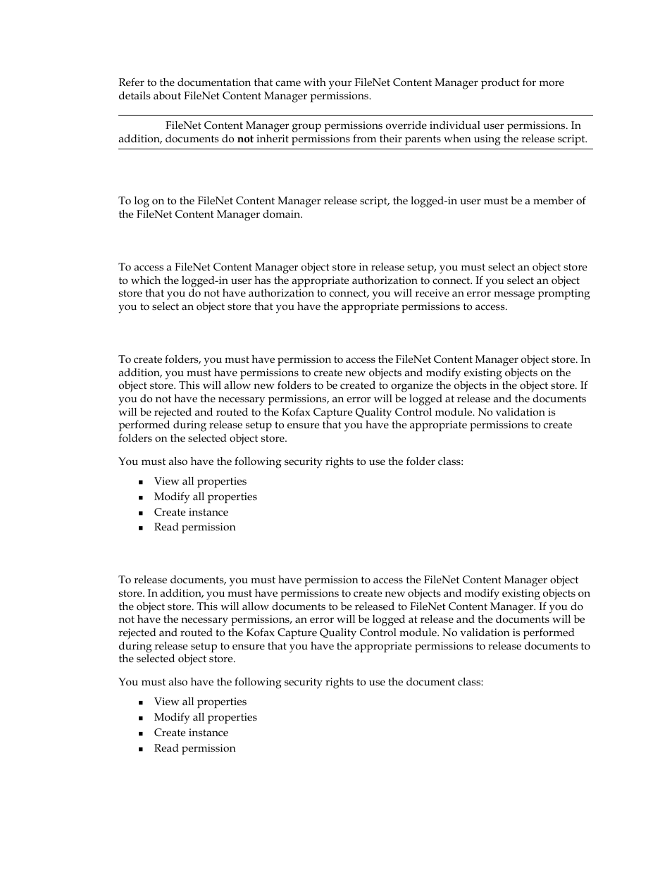 Filenet content manager domain, Filenet content manager object store, Create folders | Release documents | Kofax Capture 8.0 Release Script for FileNet Content Manager 5.0 User Manual | Page 29 / 30