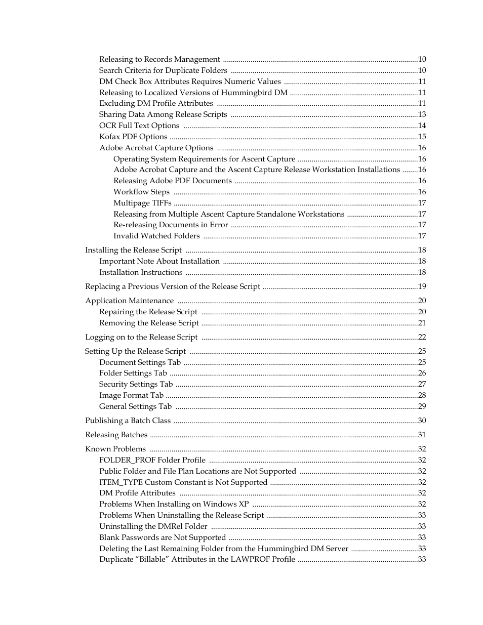 Kofax Ascen 7.5 Release Script for Hummingbird DM 6.0 User Manual | Page 4 / 45