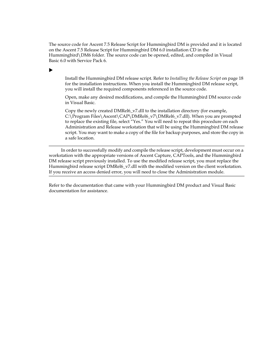 Source code | Kofax Ascen 7.5 Release Script for Hummingbird DM 6.0 User Manual | Page 9 / 45