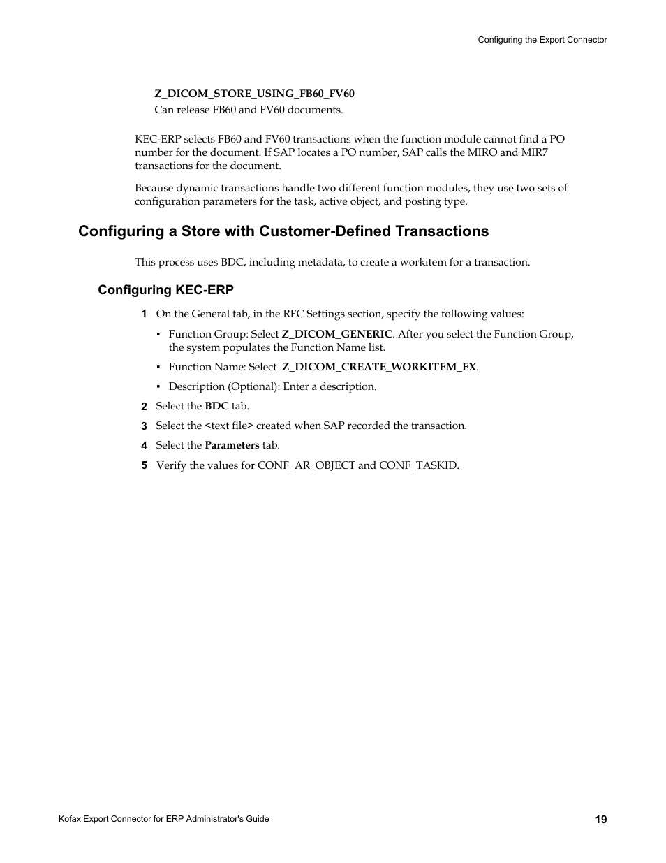 Configuring kec-erp | Kofax Export Connector for ERP 2.4.9 User Manual | Page 19 / 84