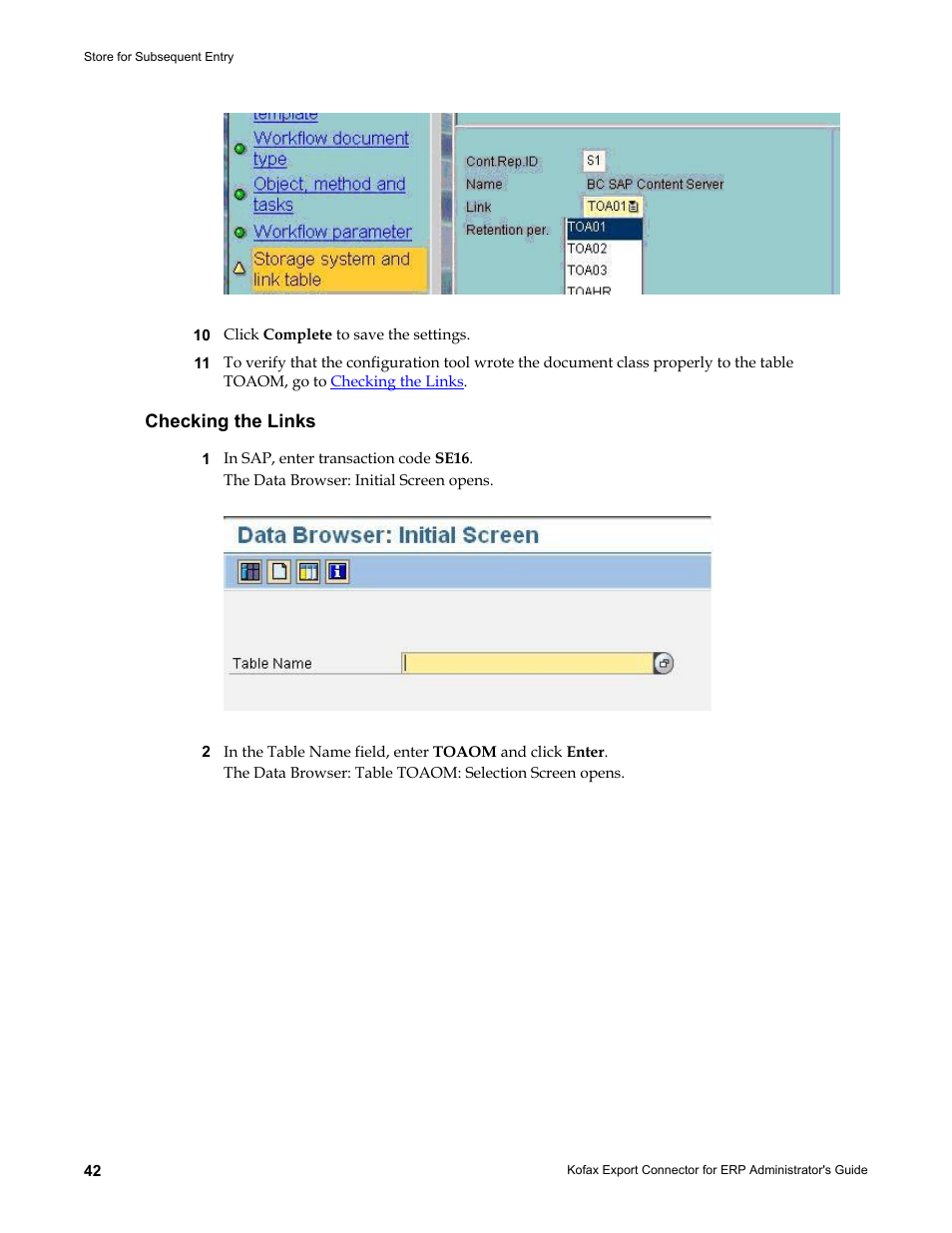 Checking the links | Kofax Export Connector for ERP 2.4.9 User Manual | Page 42 / 84