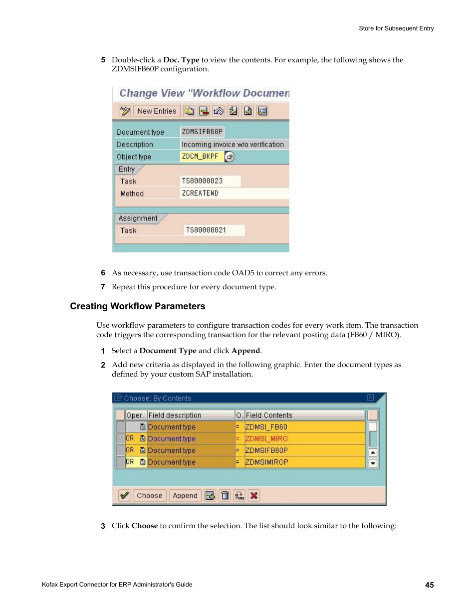 Creating workflow parameters | Kofax Export Connector for ERP 2.4.9 User Manual | Page 45 / 84