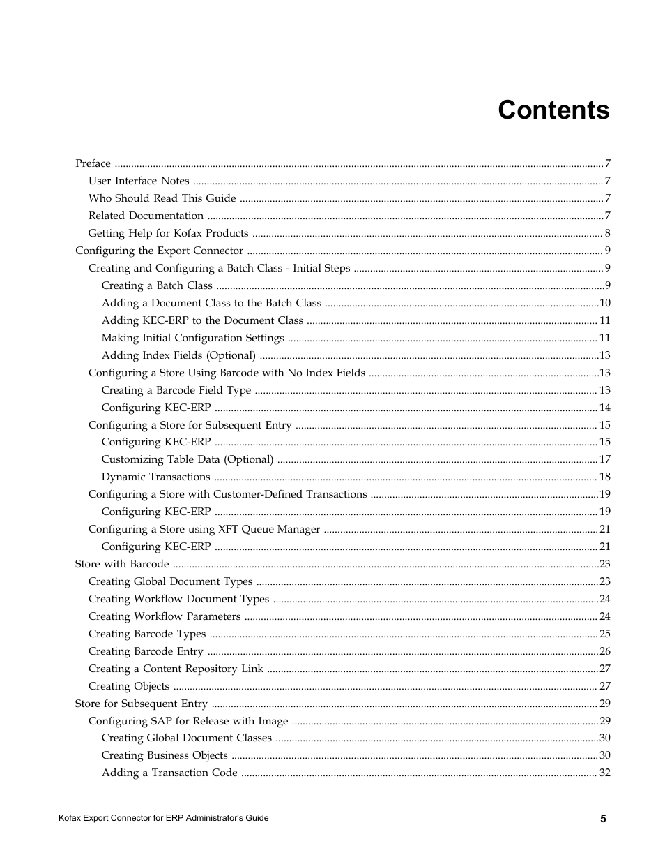 Kofax Export Connector for ERP 2.4.9 User Manual | Page 5 / 84