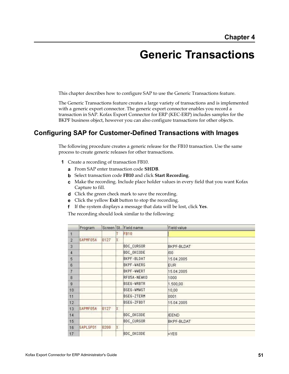 Generic transactions, Chapter 4 | Kofax Export Connector for ERP 2.4.9 User Manual | Page 51 / 84