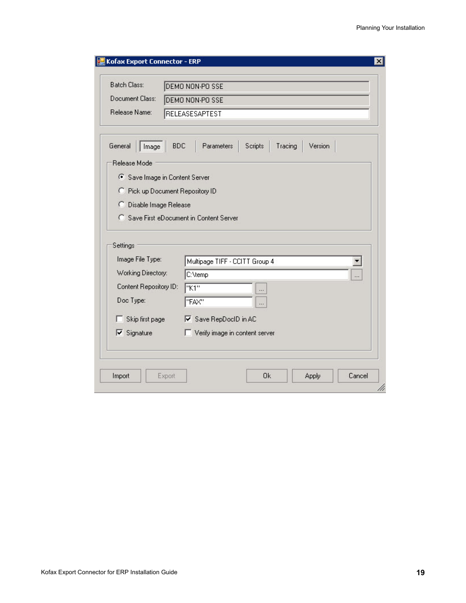 Kofax Export Connector for ERP 2.4.9 User Manual | Page 19 / 34