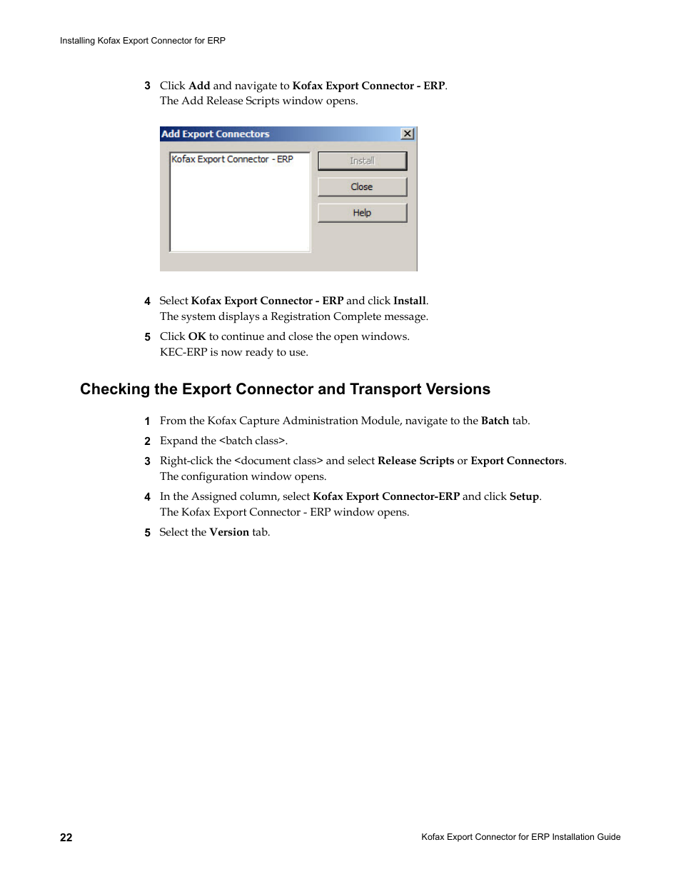 Kofax Export Connector for ERP 2.4.9 User Manual | Page 22 / 34