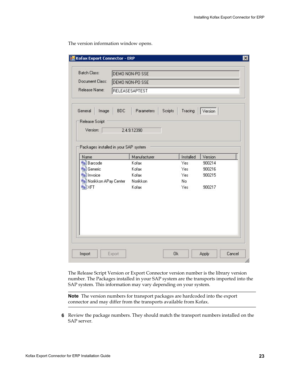 Kofax Export Connector for ERP 2.4.9 User Manual | Page 23 / 34