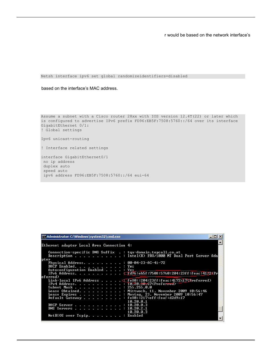 Example: setting up ipv6 cisco router, 3 example: setting up ipv6 cisco router | Kofax Communication Server 10.0.0 User Manual | Page 65 / 137