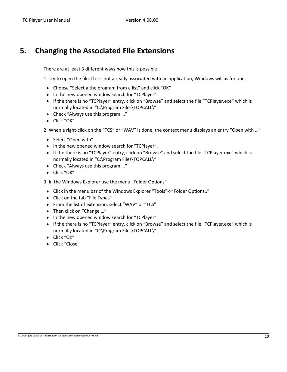 Changing the associated file extensions | Kofax Communication Server 10.0.0 User Manual | Page 10 / 10