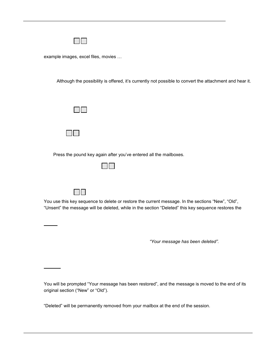 Ttachment, Ompose, Essage | Elete, Estore | Kofax Communication Server 10.0.0 User Manual | Page 13 / 16