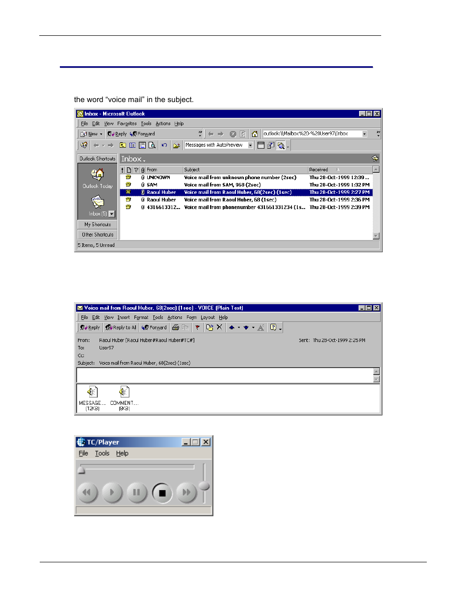 Receiving voice messages in your inbox | Kofax Communication Server 10.0.0 User Manual | Page 5 / 16