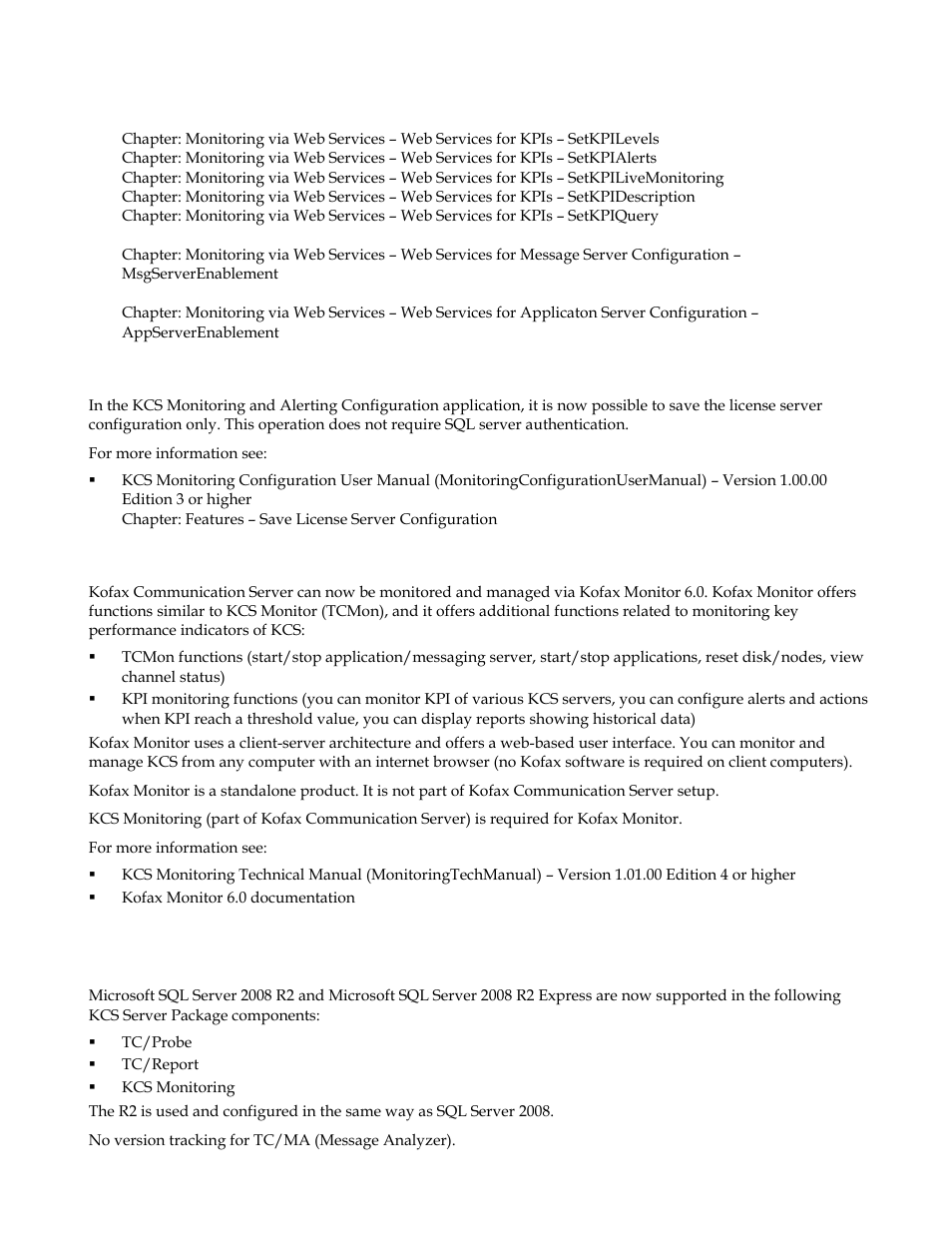 13 version tracking: support of kofax monitor 6.0, Version tracking: support of kofax monitor 6.0 | Kofax Communication Server 9.1 User Manual | Page 7 / 35