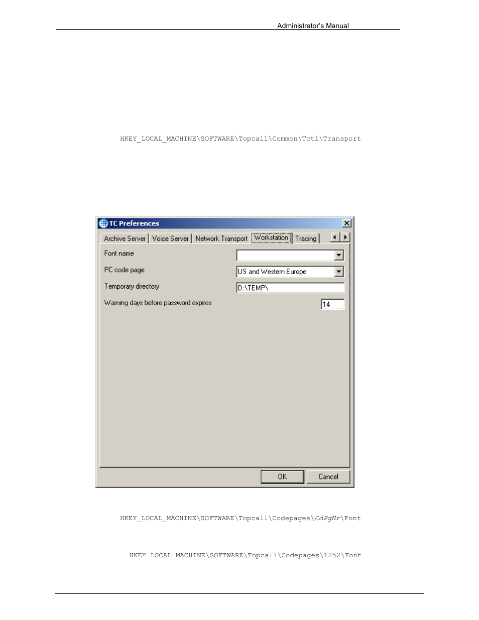 Use rpc, Workstation, Font name | 5 workstation | Kofax Communication Server 9.1 User Manual | Page 129 / 203
