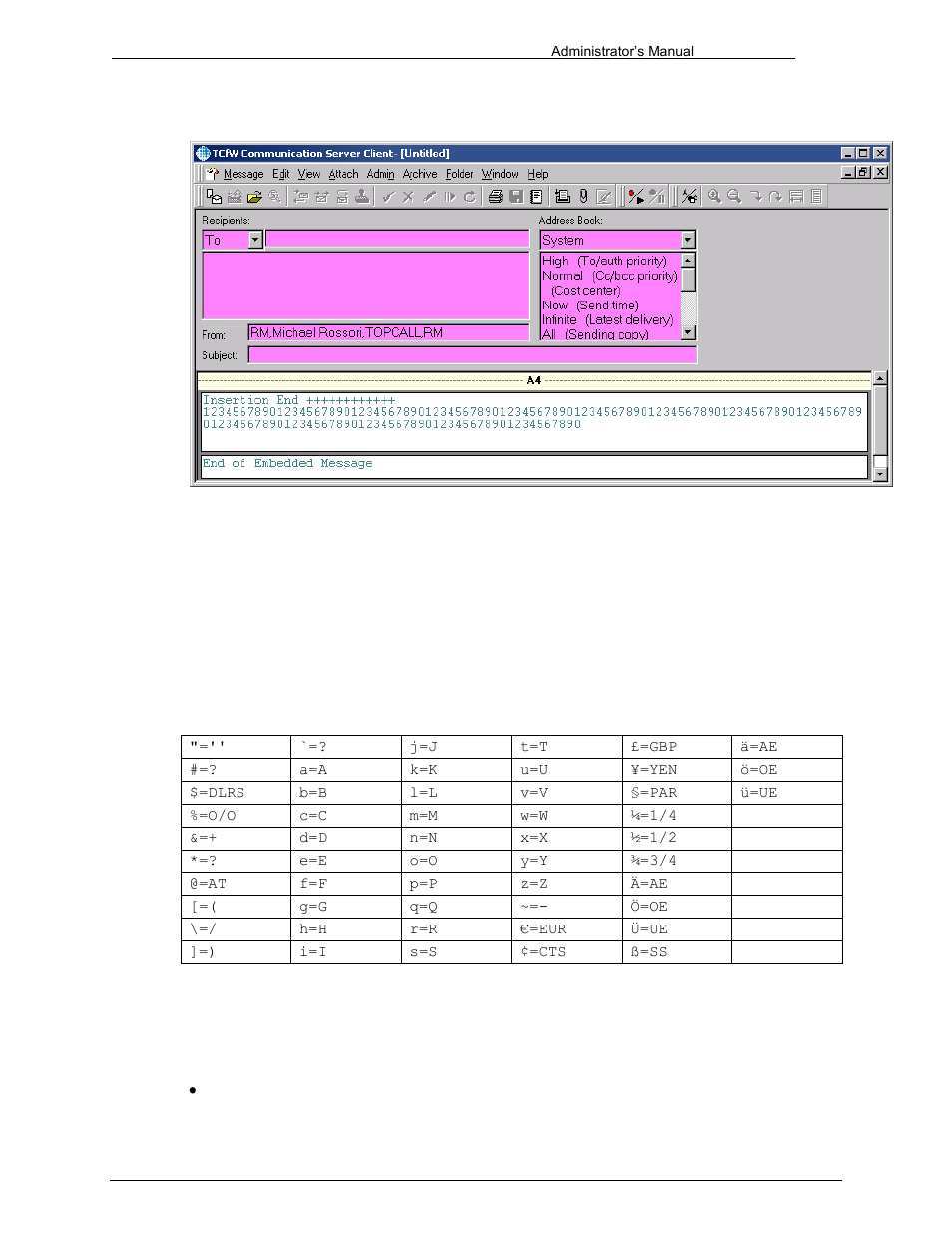 Ascii to telex character mapping, Default ascii to telex character mapping, How to change the ascii to telex character mapping | Kofax Communication Server 9.1 User Manual | Page 152 / 203