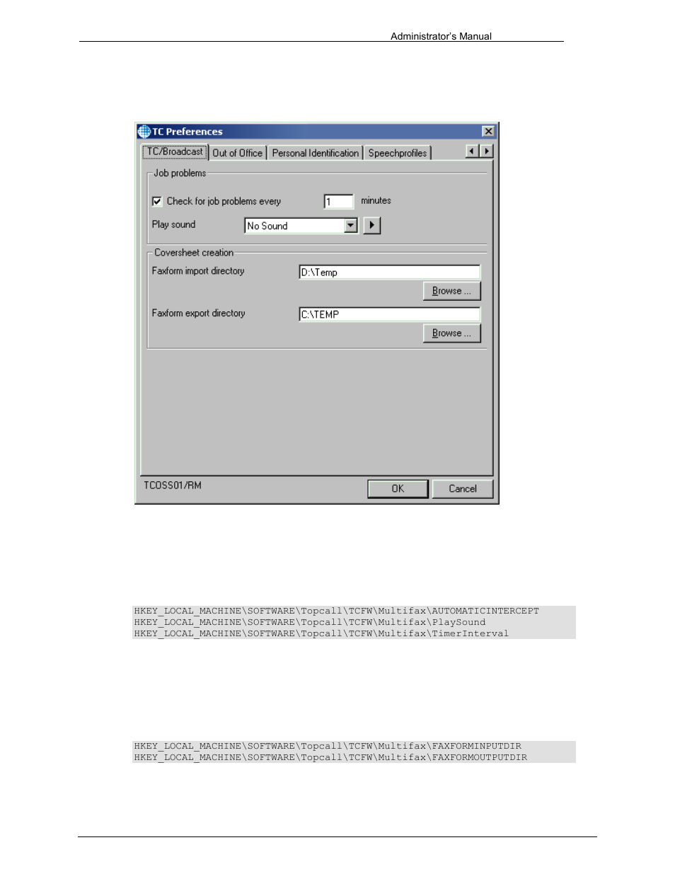 Tc/broadcast, Job problems, Cover sheet creation | Kofax Communication Server 9.1 User Manual | Page 155 / 203