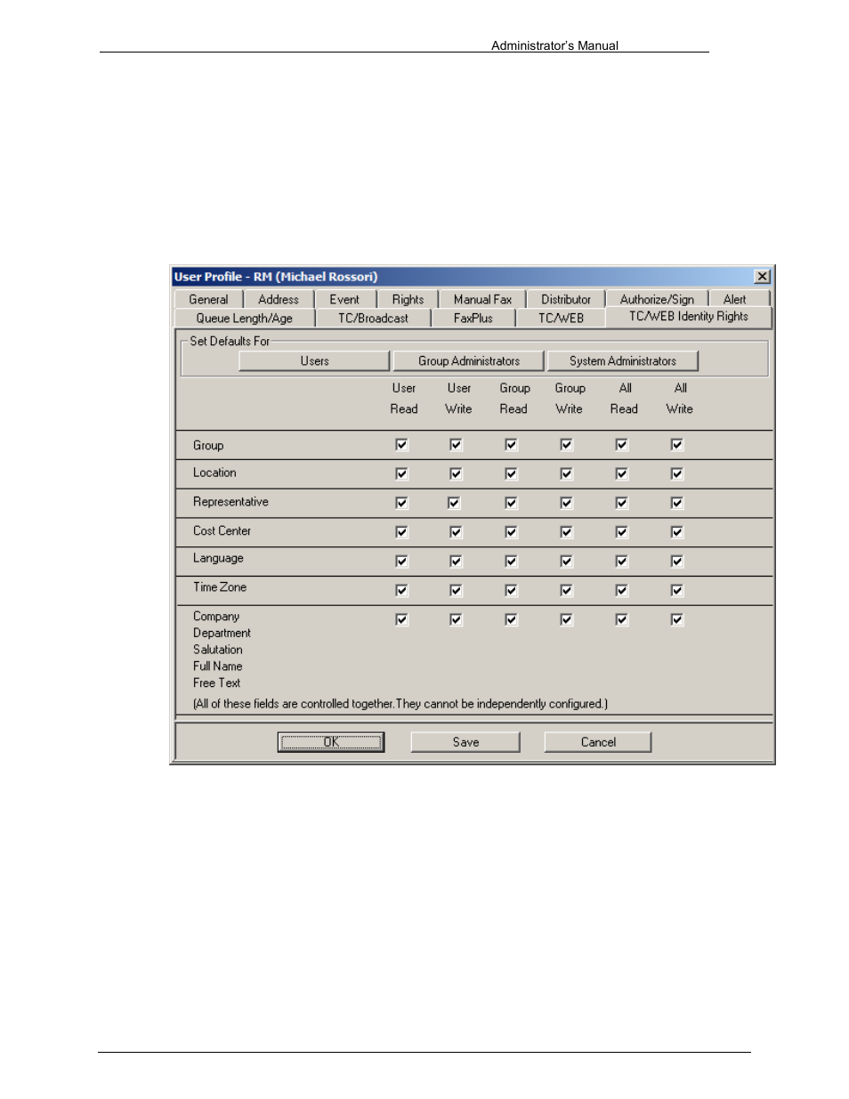 Tc/web identity rights, 5 tc/web identity rights | Kofax Communication Server 9.1 User Manual | Page 187 / 203