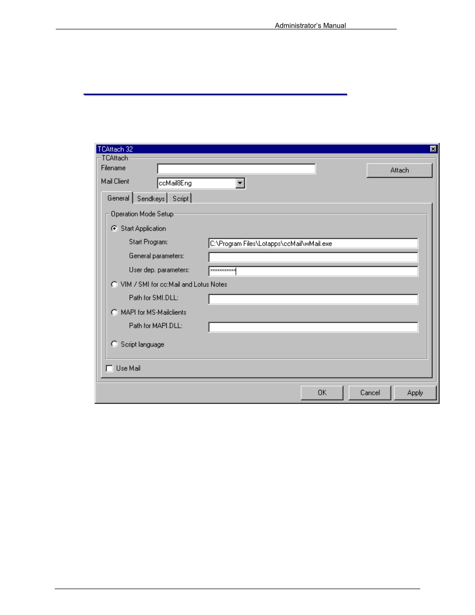 Attach kcs message window, Buttons, Tabs | Kofax Communication Server 9.1 User Manual | Page 189 / 203