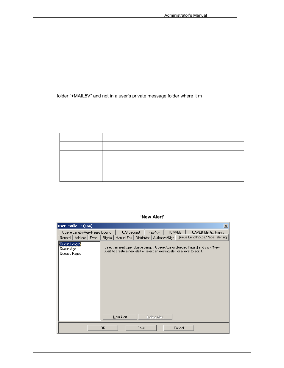 Create a warning message, Alert value, Creating alerts | Create a queue length alert | Kofax Communication Server 9.1 User Manual | Page 39 / 203