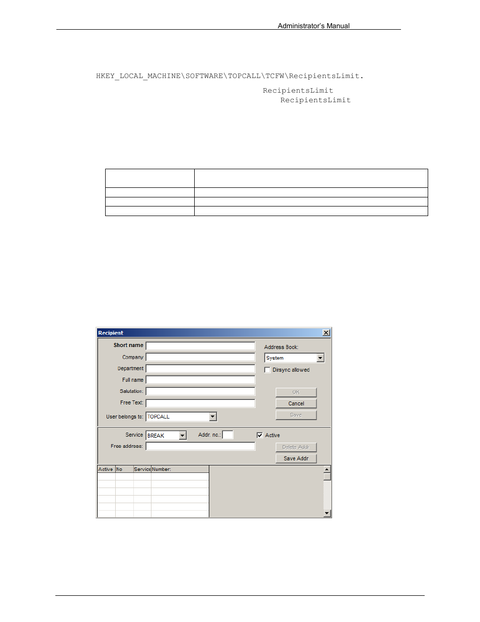 Address books, Remove recipient button, New recipient button | Import list button | Kofax Communication Server 9.1 User Manual | Page 70 / 203