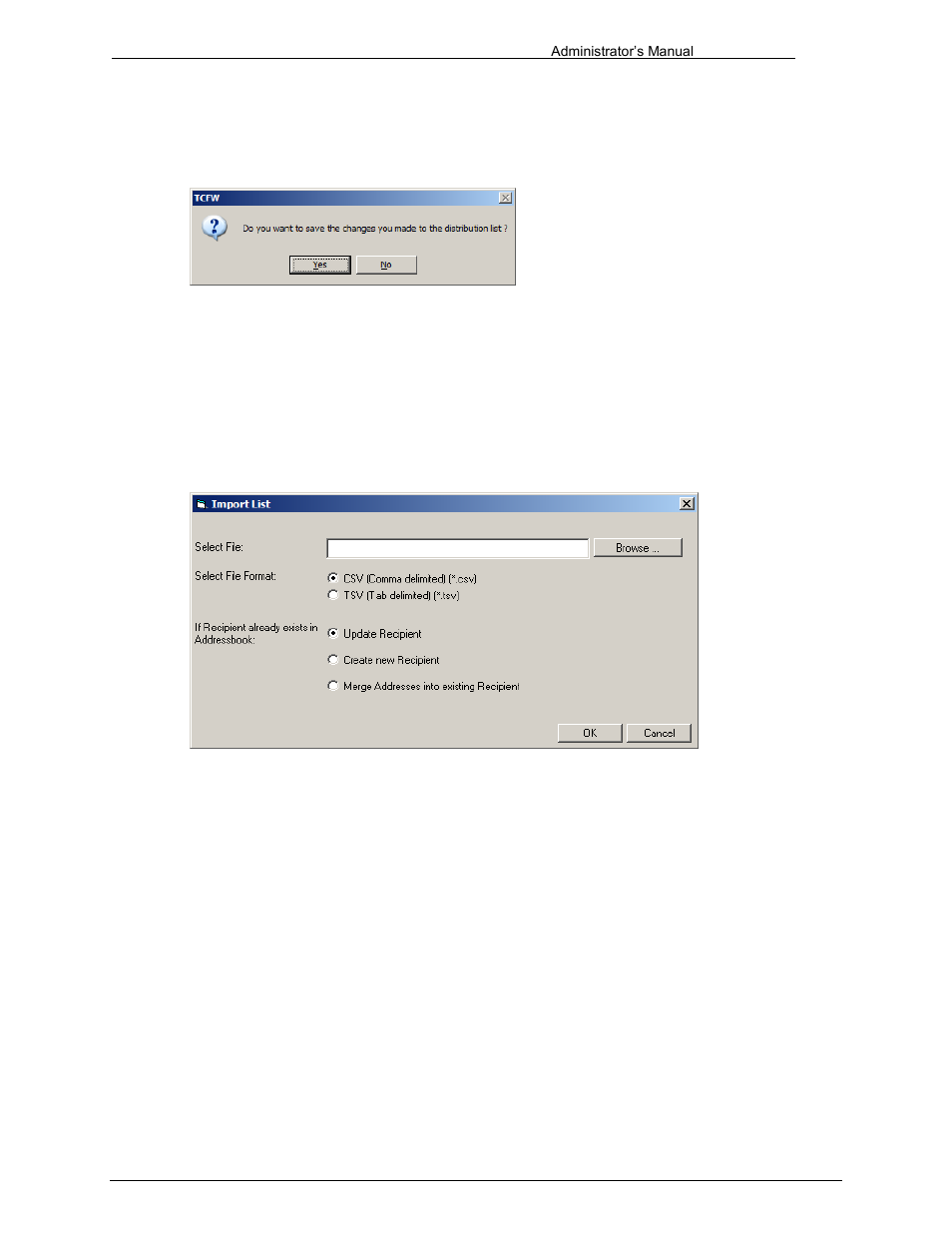 Import a single distribution list | Kofax Communication Server 9.1 User Manual | Page 73 / 203