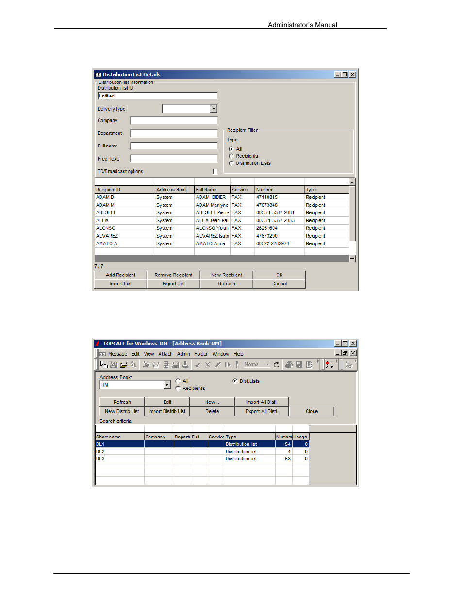 Import of all distribution lists | Kofax Communication Server 9.1 User Manual | Page 74 / 203