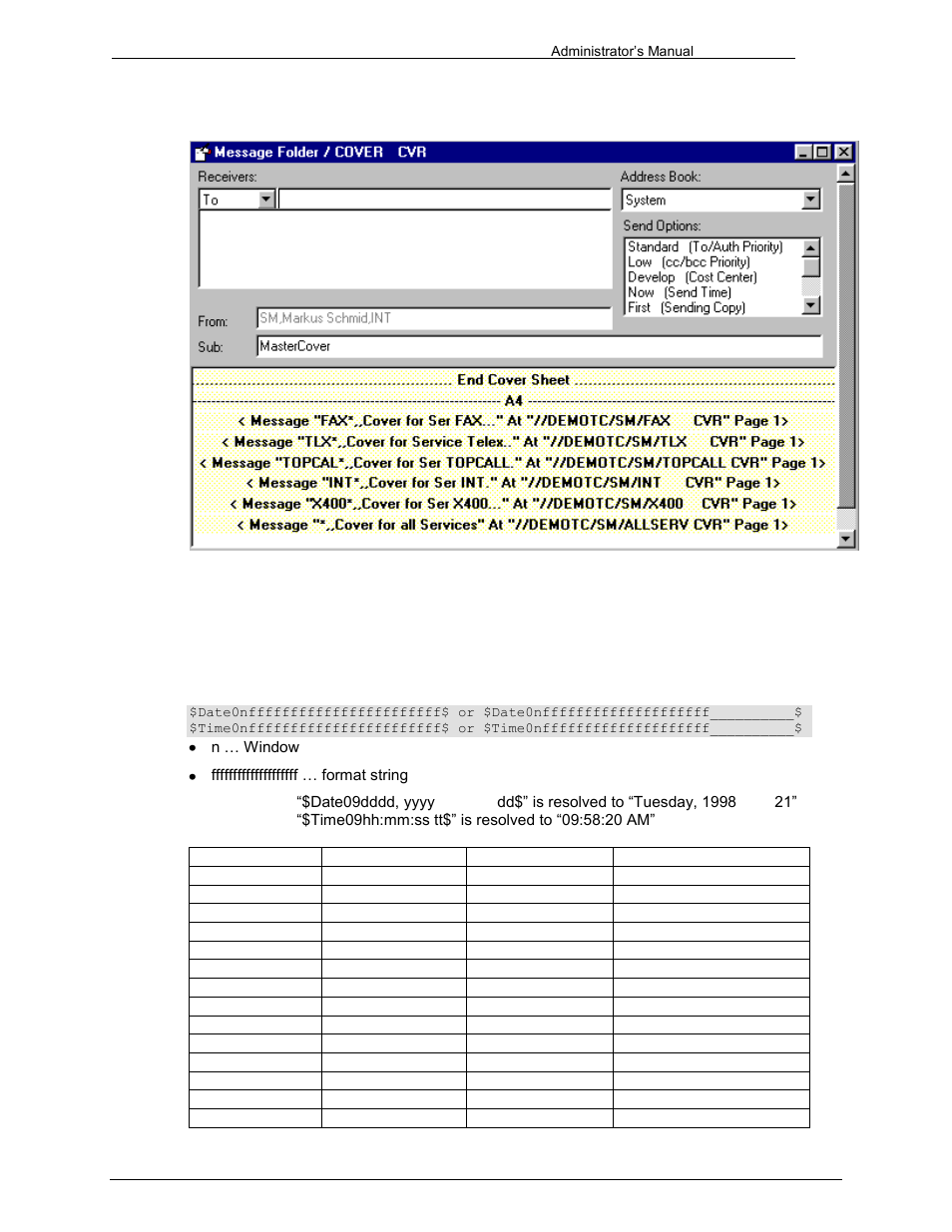 Cover variables for date and time, 2 cover variables for date and time | Kofax Communication Server 9.1 User Manual | Page 88 / 203