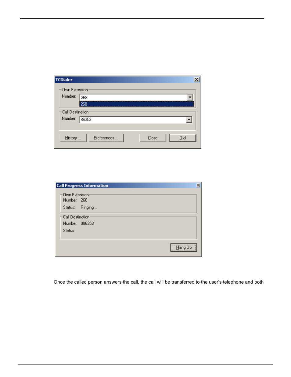 How to make a telephone call with tcdialer | Kofax Communication Server 9.1 User Manual | Page 7 / 16