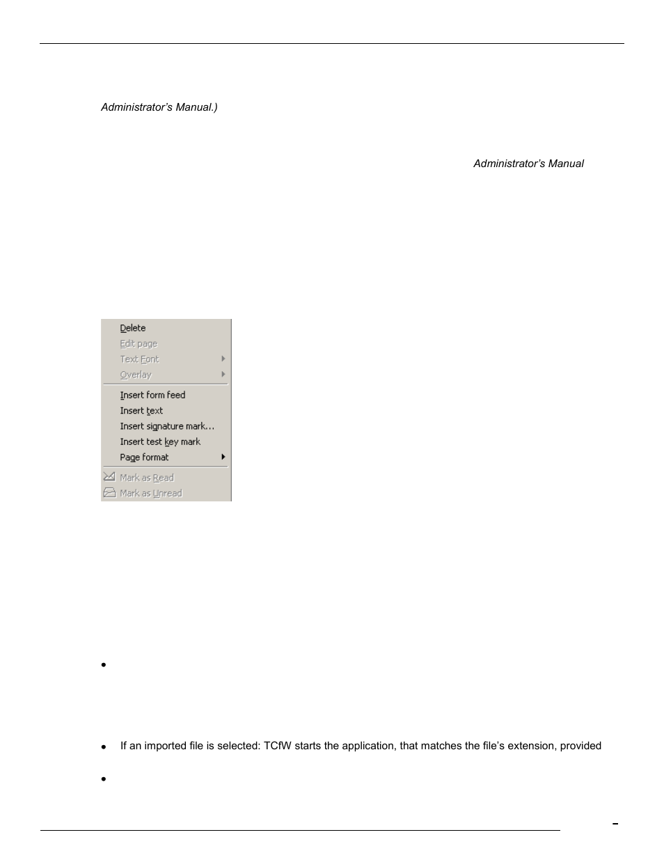 Print, Printer setup, Exit | Edit menu, Delete, 2 edit menu | Kofax Communication Server 9.1 User Manual | Page 19 / 113