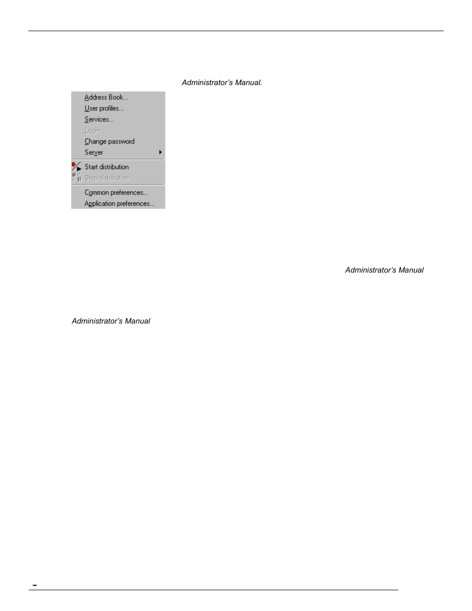 Admin menu, Address book, User profiles | Proxy address view, 6 admin menu | Kofax Communication Server 9.1 User Manual | Page 24 / 113