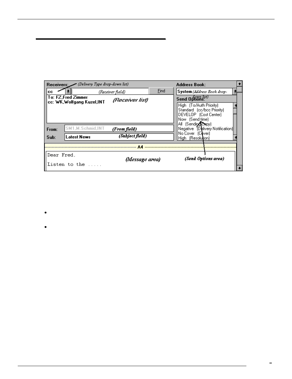 Working with messages, Message window, Message area in text mode | Kofax Communication Server 9.1 User Manual | Page 31 / 113